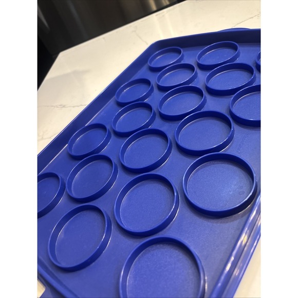 Tupperware Rectangular Cake Taker Cupcake Holder Blue Clear 3861A